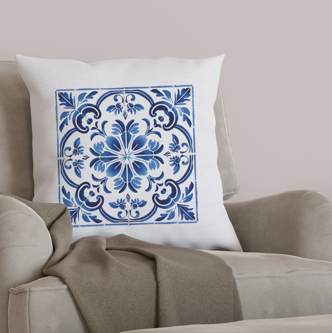 Portuguese Heritage Tile Pillow - Infuse Your Space with Timeless Elegance