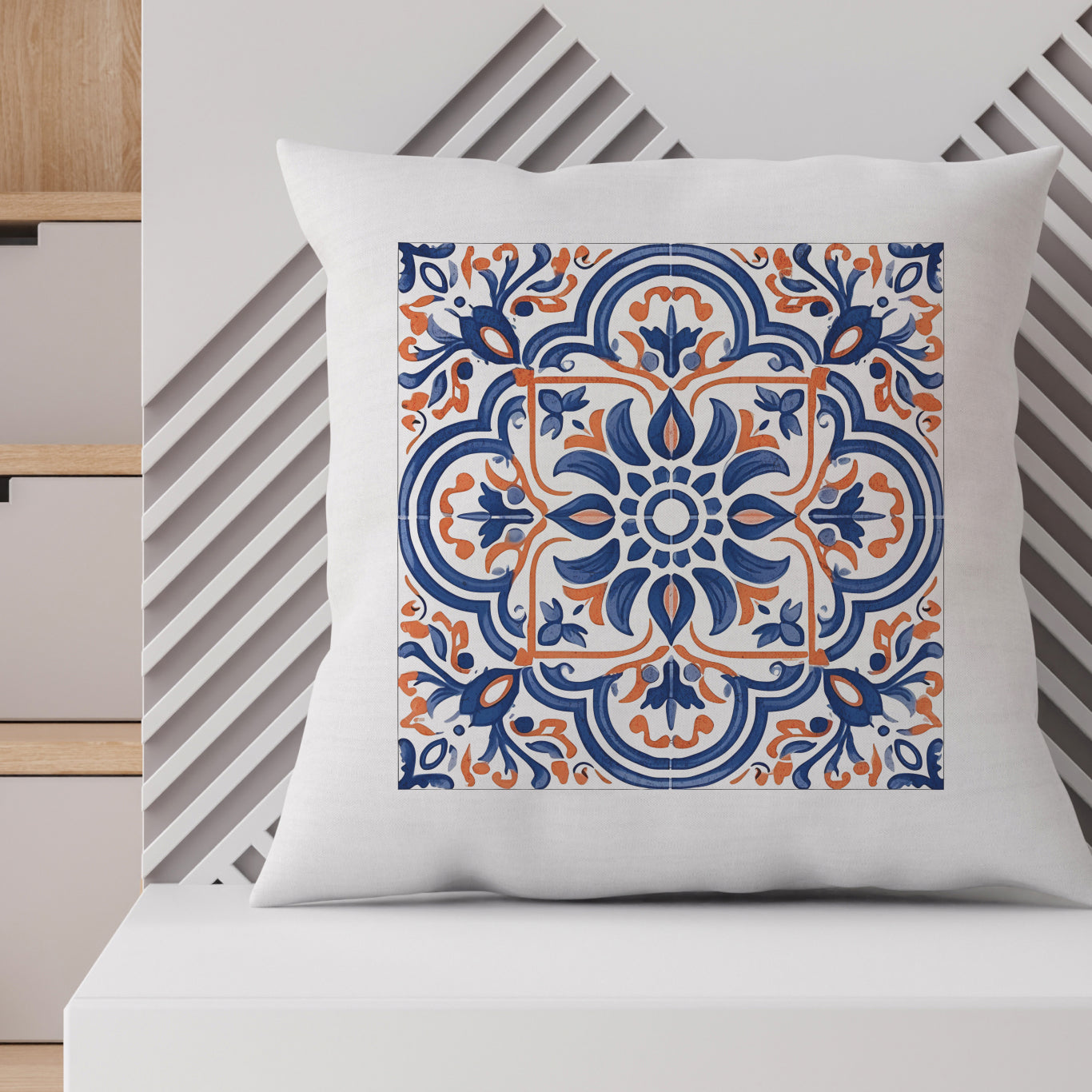 Classic Portuguese Tile Pattern Pillow - Infuse Elegance into Your Home