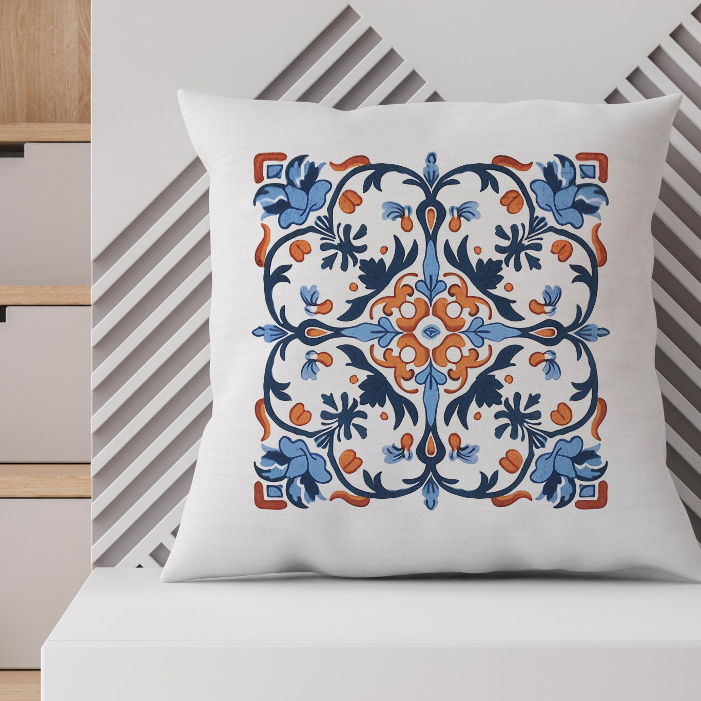 Classic Portuguese Tile Pattern Pillow - Infuse Elegance into Your Home