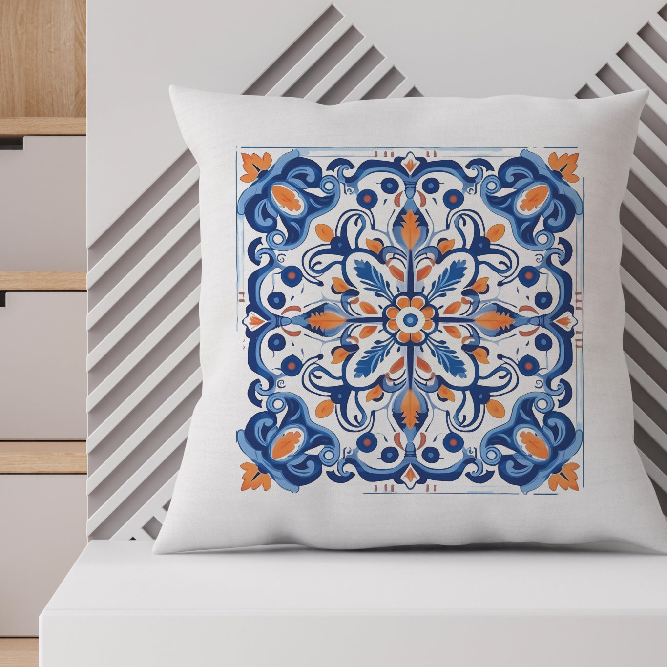 Authentic Tile Pattern Pillow - Bring Portugal's Charm to Your Home