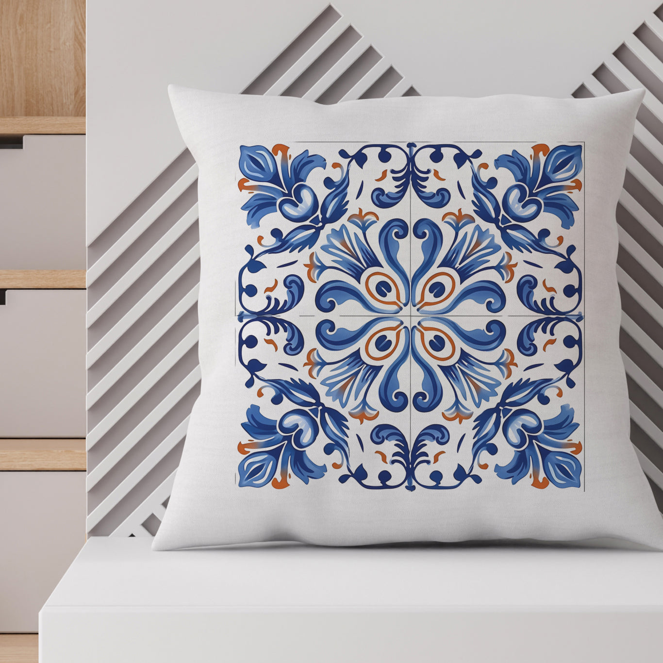 Elegant Portuguese Tile Design Pillow - Bring the Beauty of Portugal Home