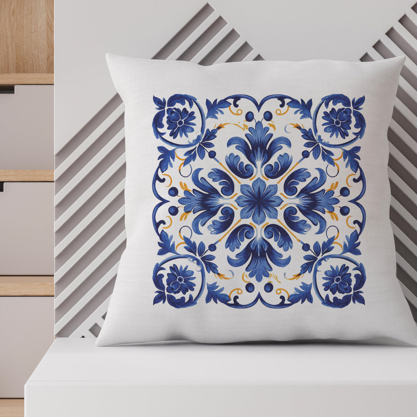 Portuguese Tile Inspired Decorative Pillow - Bring Portuguese Charm Home