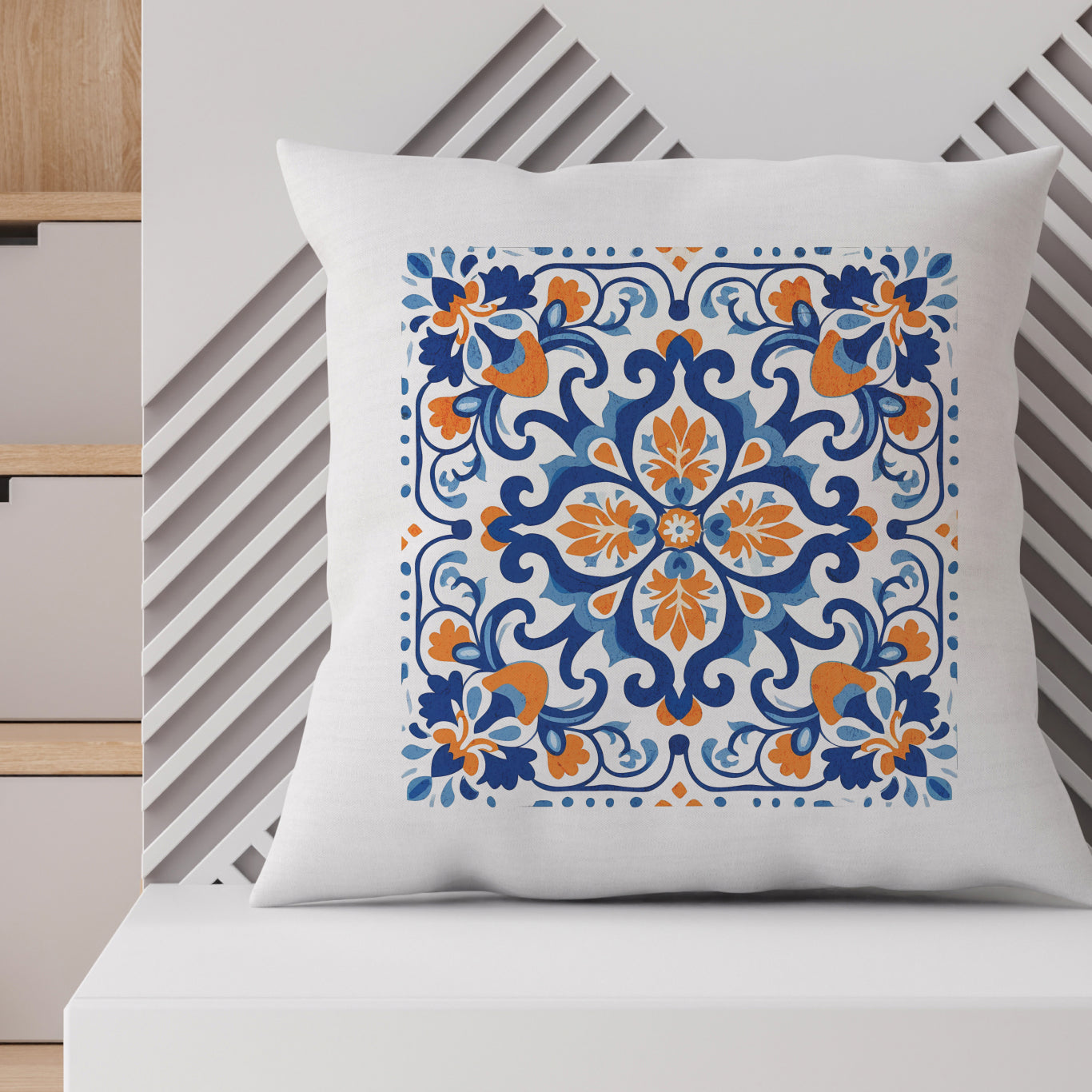 Elegant Tile Pattern Pillow - Portuguese Heritage for Your Home