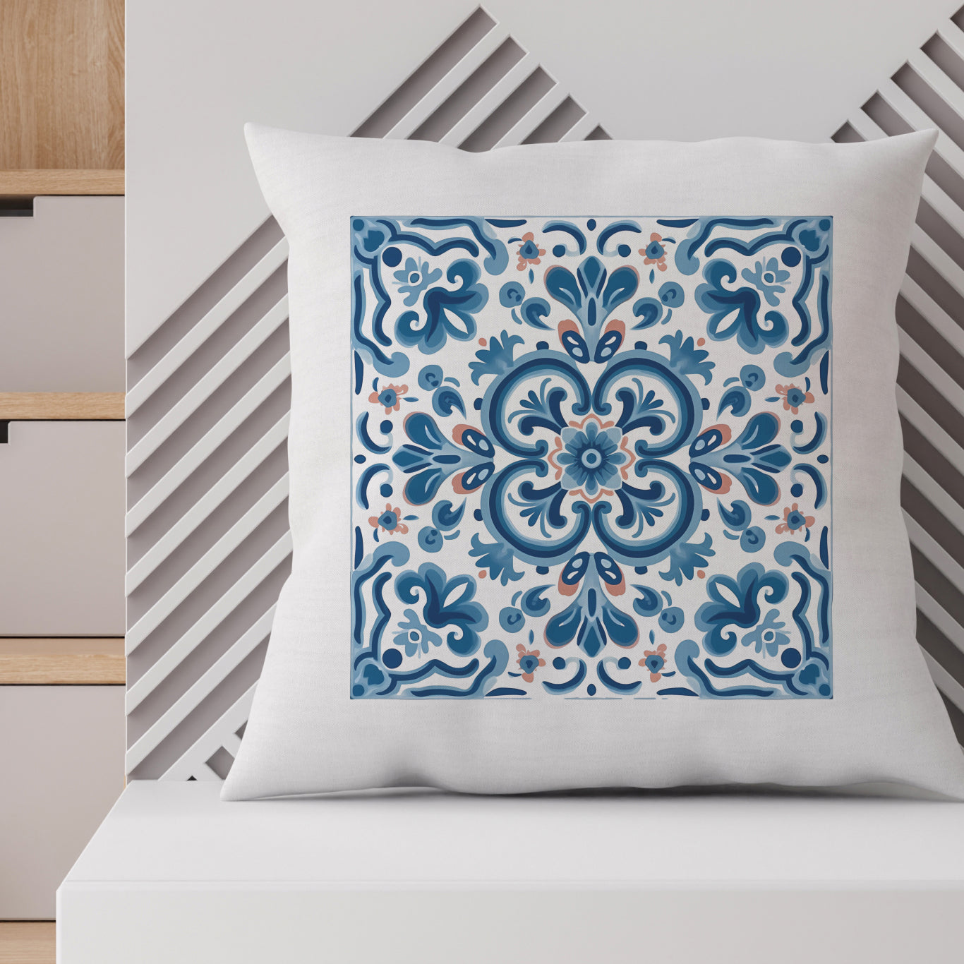 Elegant Tile Pattern Pillow - Portuguese Heritage for Your Home