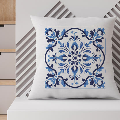 Traditional Portuguese Tile Inspired Pillow - Infuse Your Home with Cultural Elegance