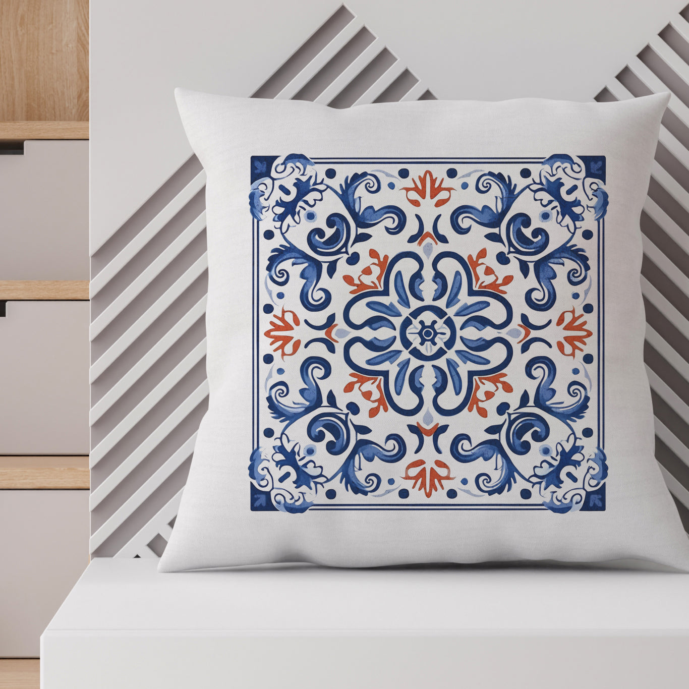 Elegant Tile Pattern Pillow - Portuguese Heritage for Your Home