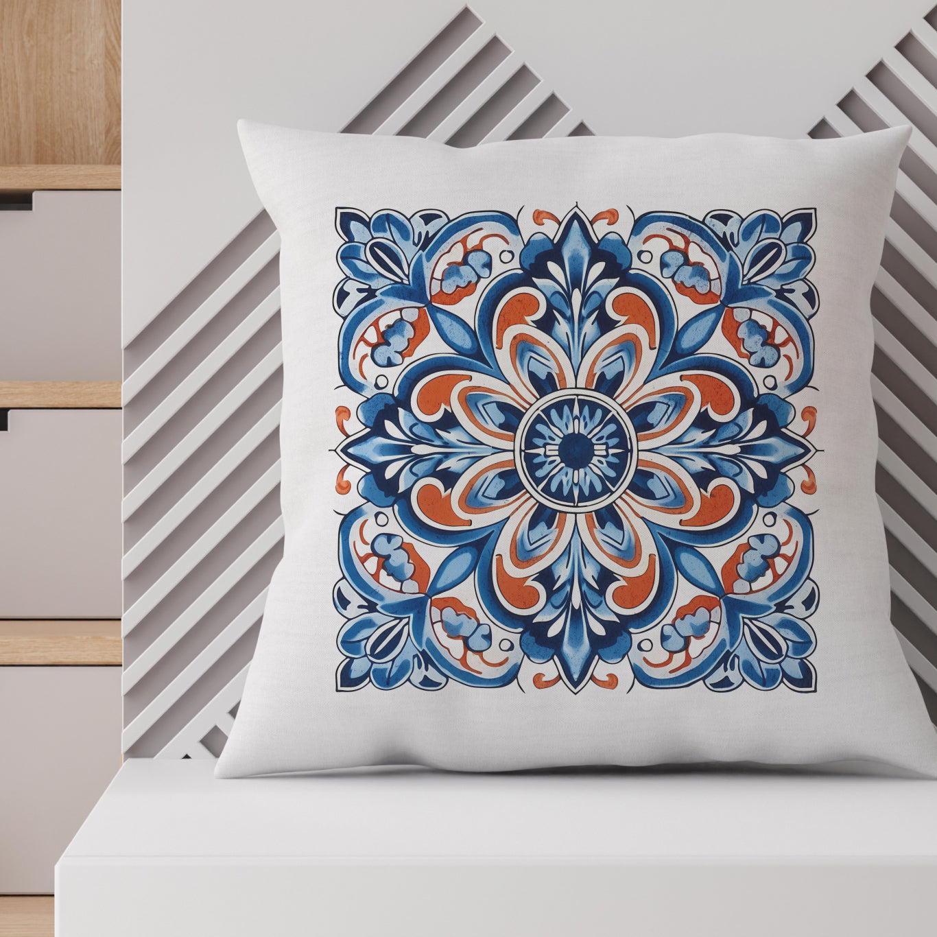 Authentic Tile Pattern Pillow - Bring Portugal's Charm to Your Home