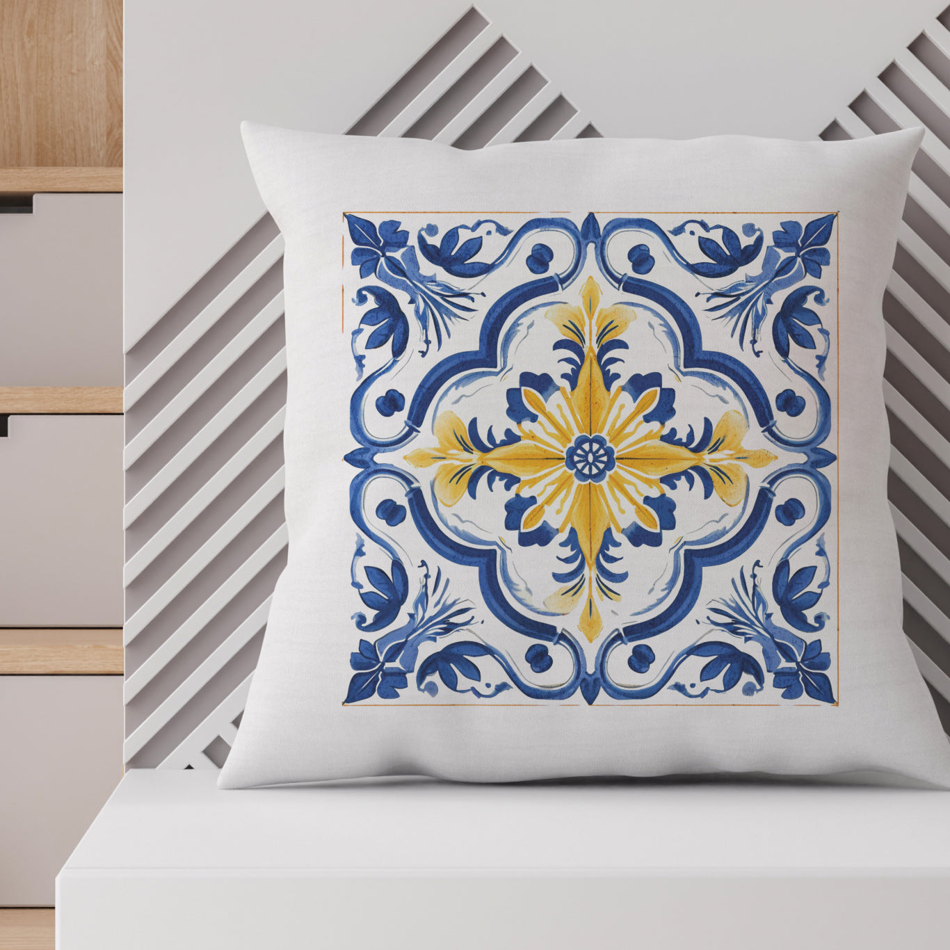 Portuguese Tile Pattern Accent Pillow - Bring the Essence of Portugal Home