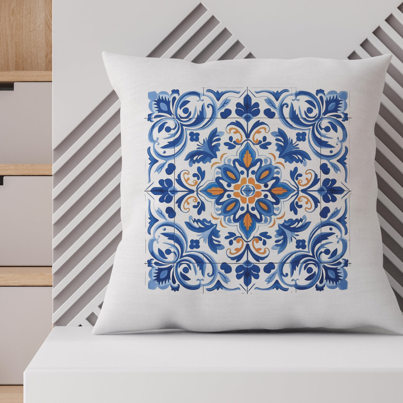 Authentic Portuguese Tile Pattern Pillow - Infuse Your Home with Elegance