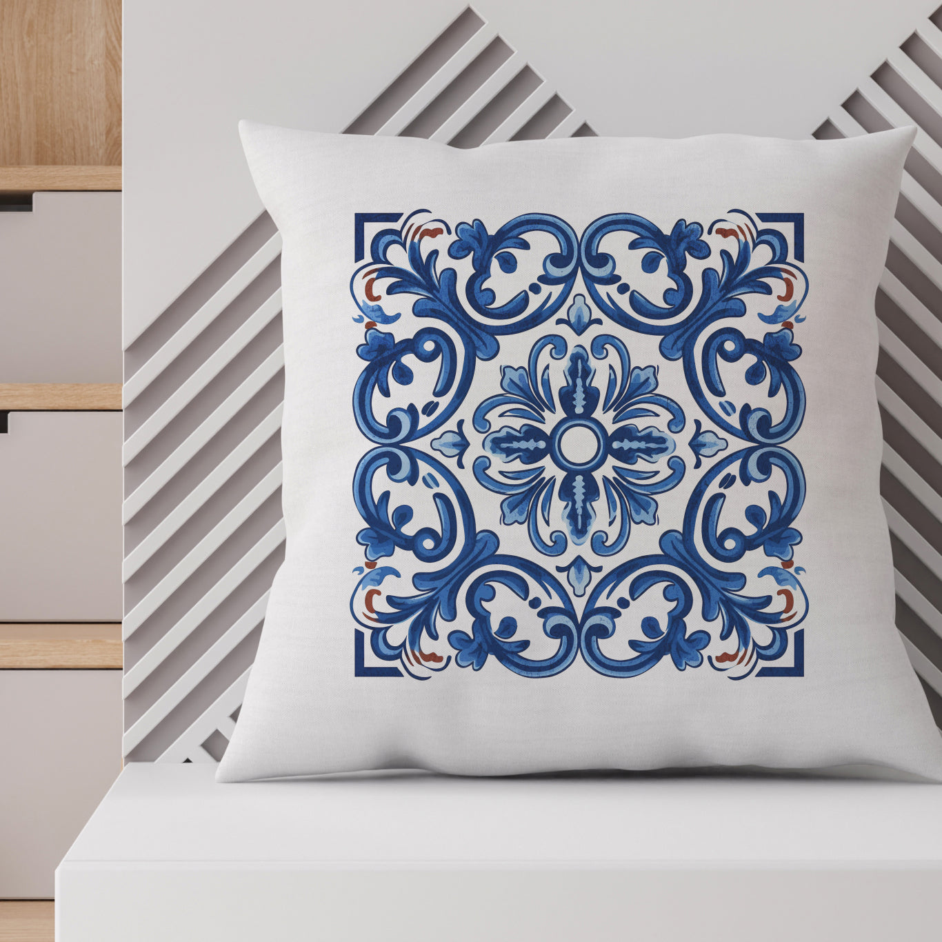 Classic Portuguese Tile Pattern Pillow - Infuse Elegance into Your Home