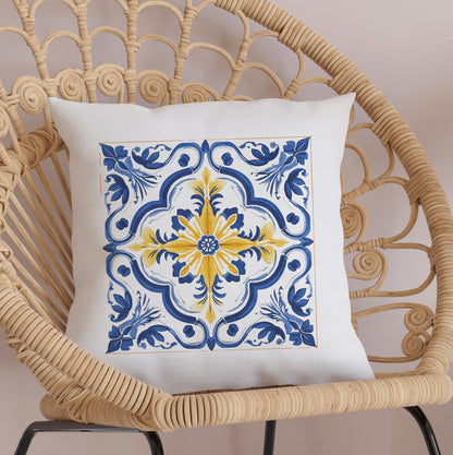 Portuguese Tile Pattern Accent Pillow - Bring the Essence of Portugal Home