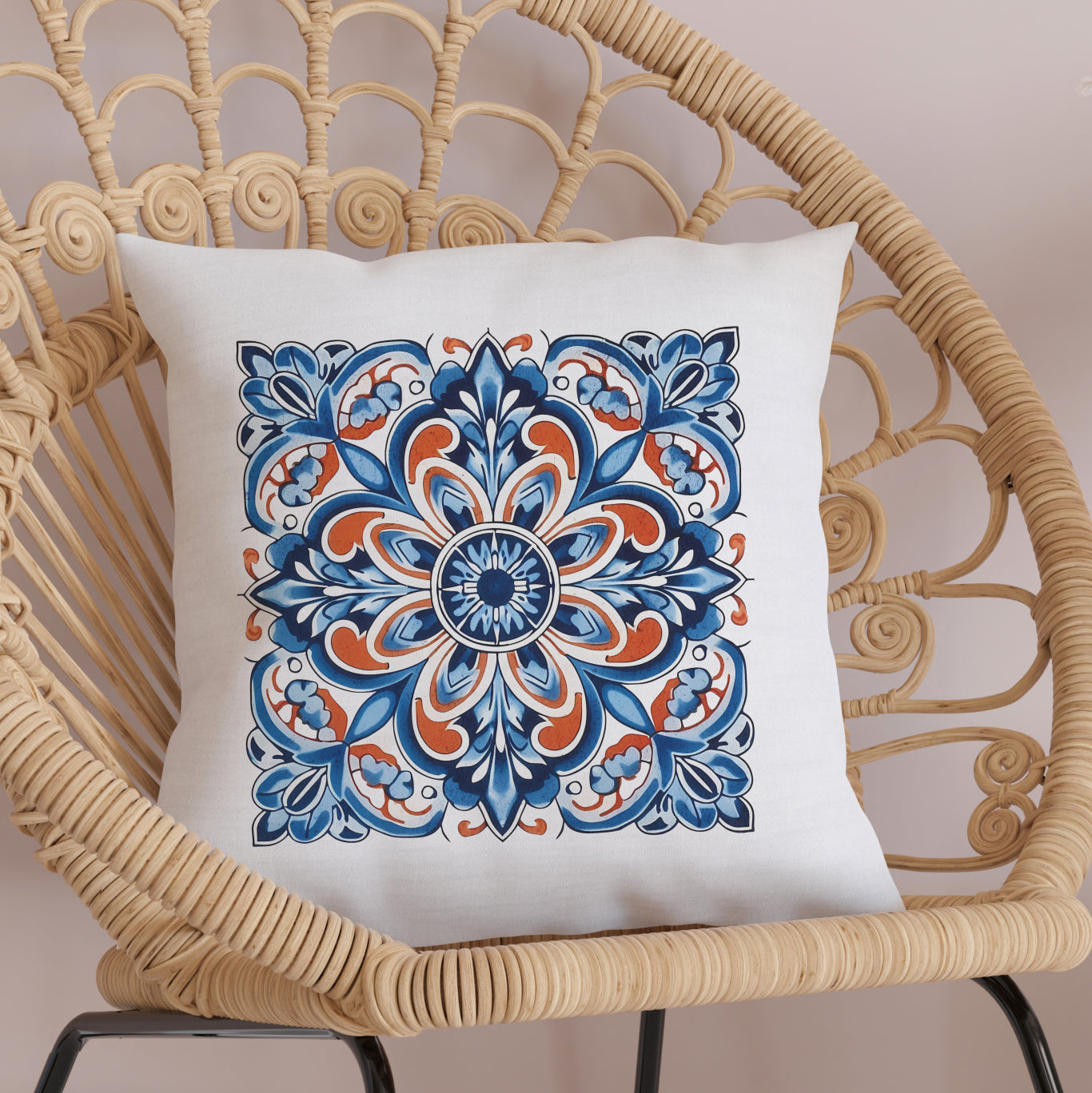 Authentic Tile Pattern Pillow - Bring Portugal's Charm to Your Home