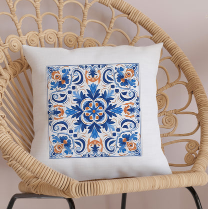 Authentic Tile Pattern Pillow - Portuguese Charm for Your Home