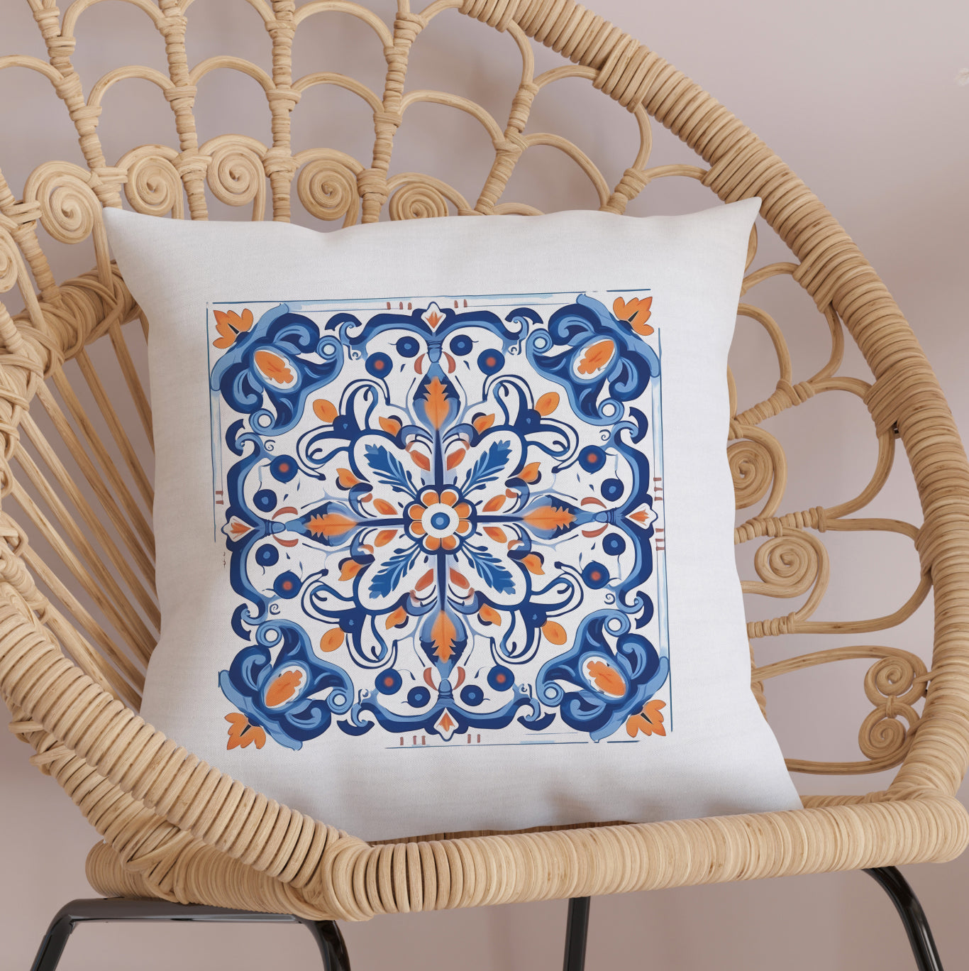 Authentic Tile Pattern Pillow - Bring Portugal's Charm to Your Home