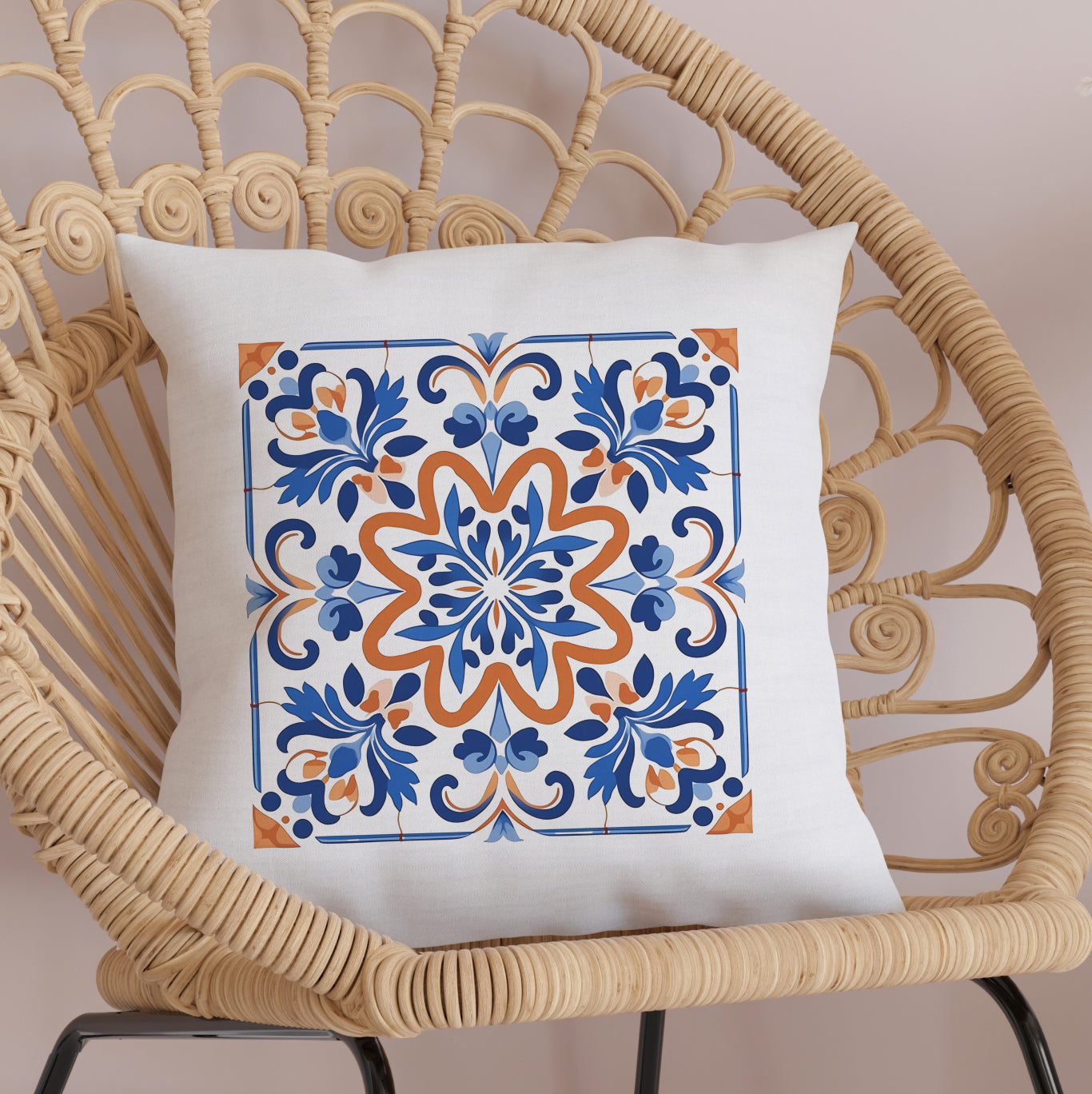 Authentic Tile Pattern Pillow - Bring Portugal's Charm to Your Home