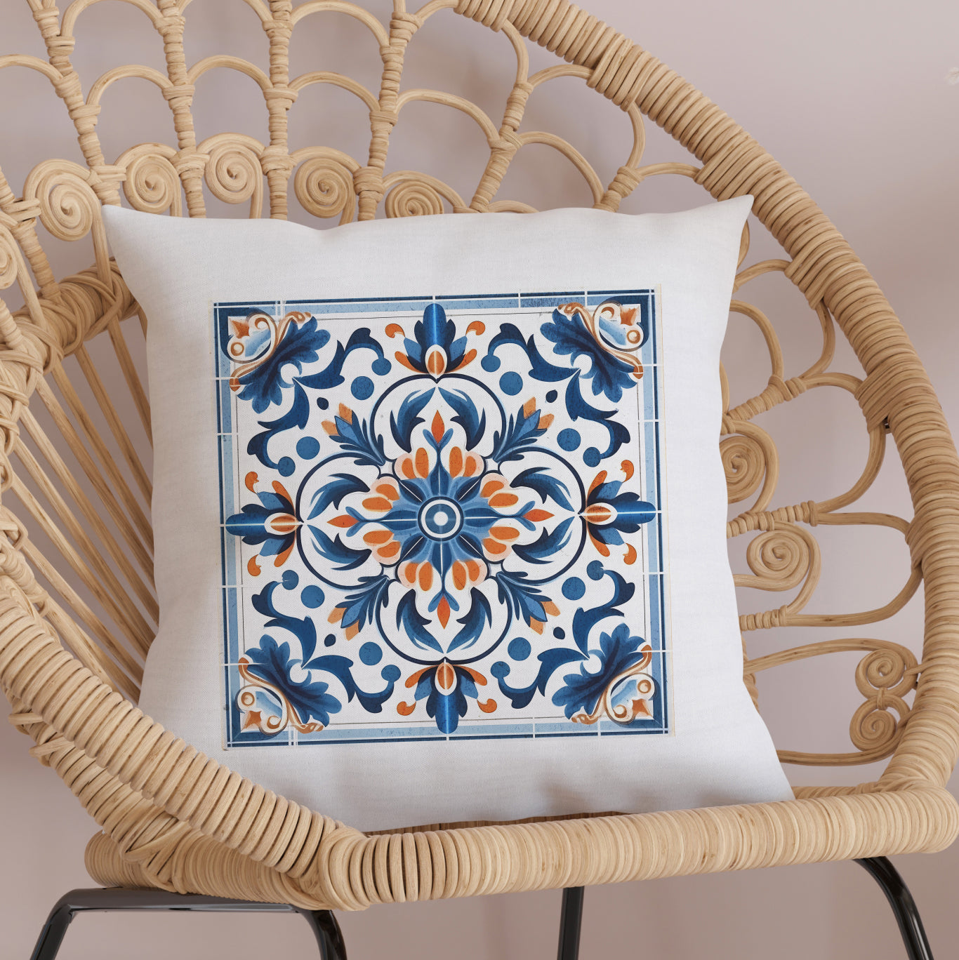 Traditional Portuguese Tile Decorative Pillow - Infuse Your Home with Portuguese Charm