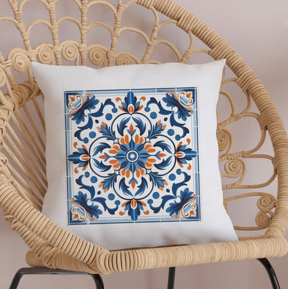 Traditional Portuguese Tile Decorative Pillow - Infuse Your Home with Portuguese Charm