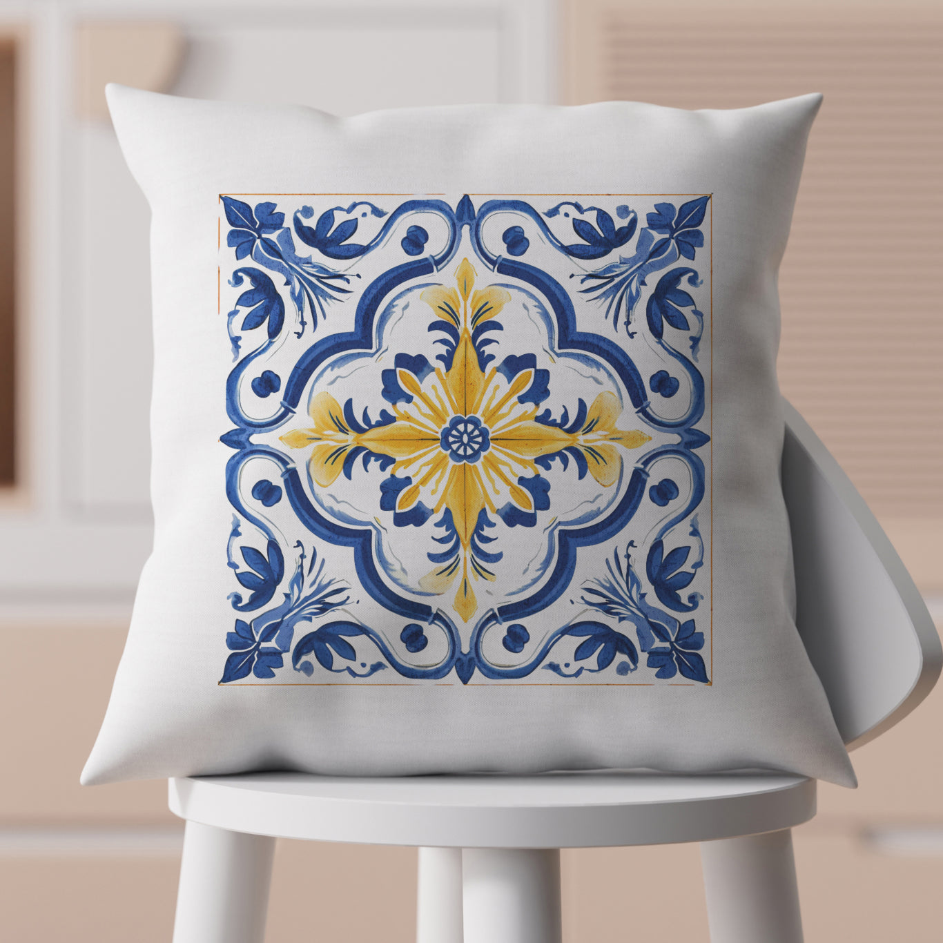 Portuguese Tile Pattern Accent Pillow - Bring the Essence of Portugal Home