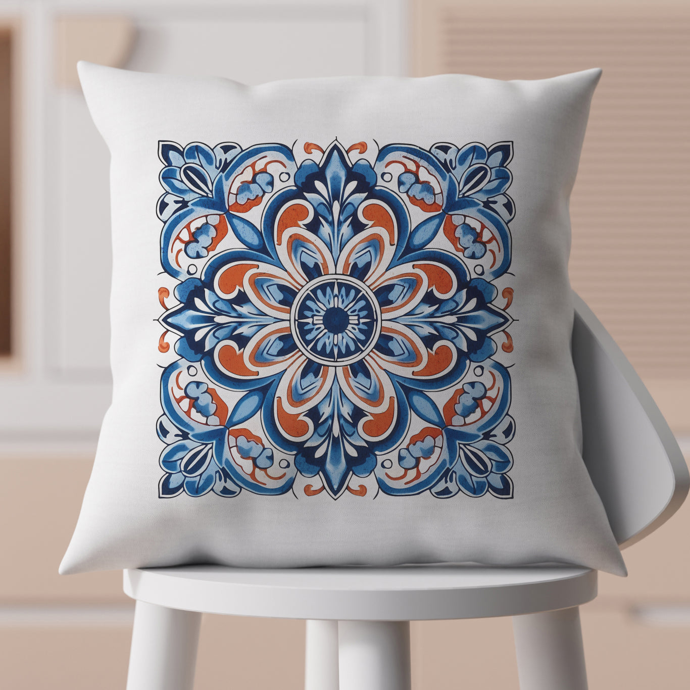 Authentic Tile Pattern Pillow - Bring Portugal's Charm to Your Home