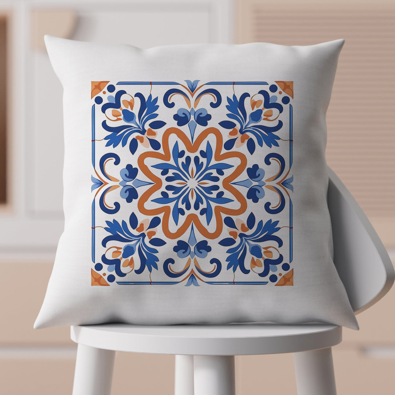 Authentic Tile Pattern Pillow - Bring Portugal's Charm to Your Home