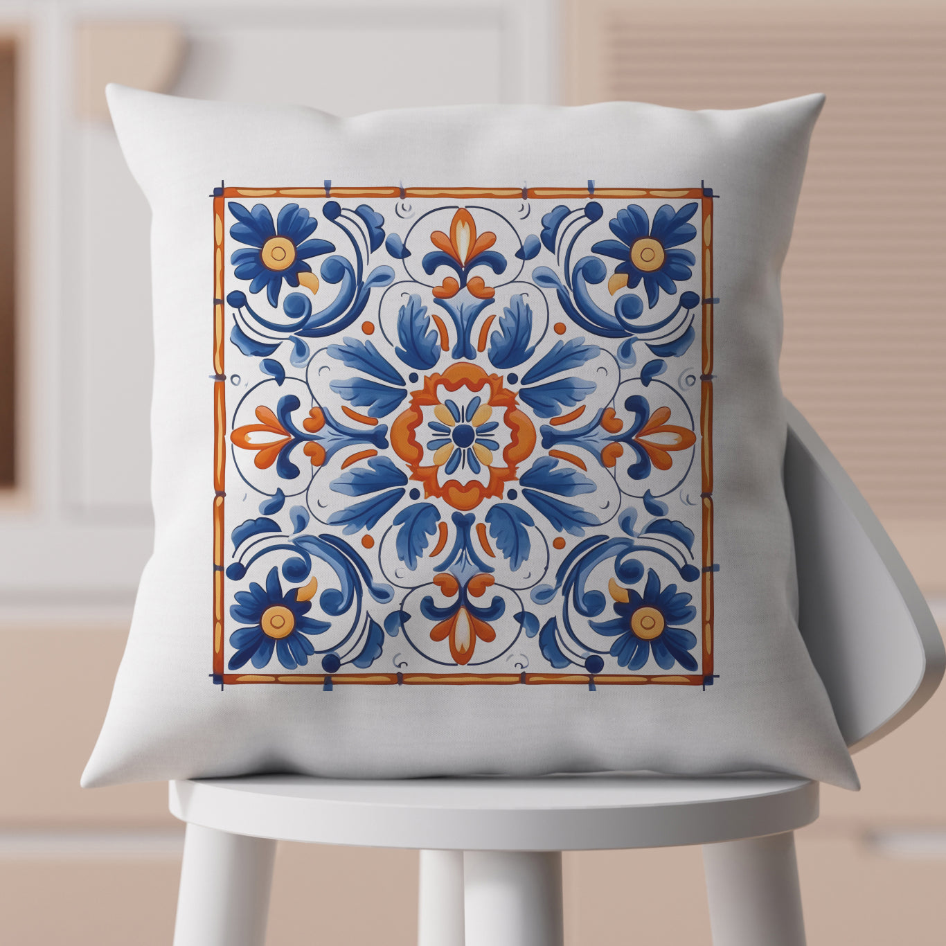 Timeless Tile Design Pillow - Embrace Portuguese Elegance