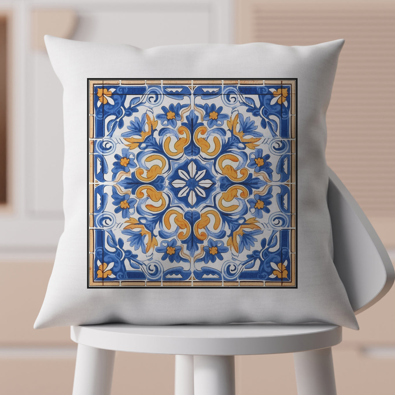 Timeless Tile Design Pillow - Embrace Portuguese Elegance