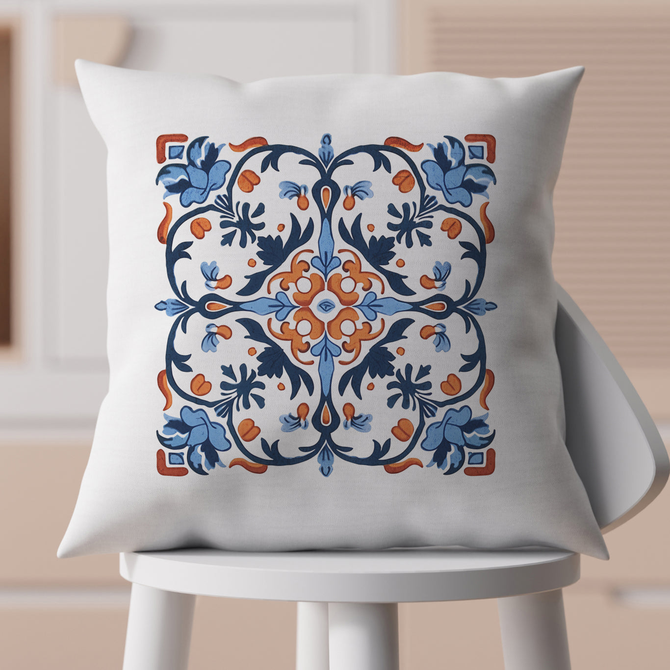 Classic Portuguese Tile Pattern Pillow - Infuse Elegance into Your Home