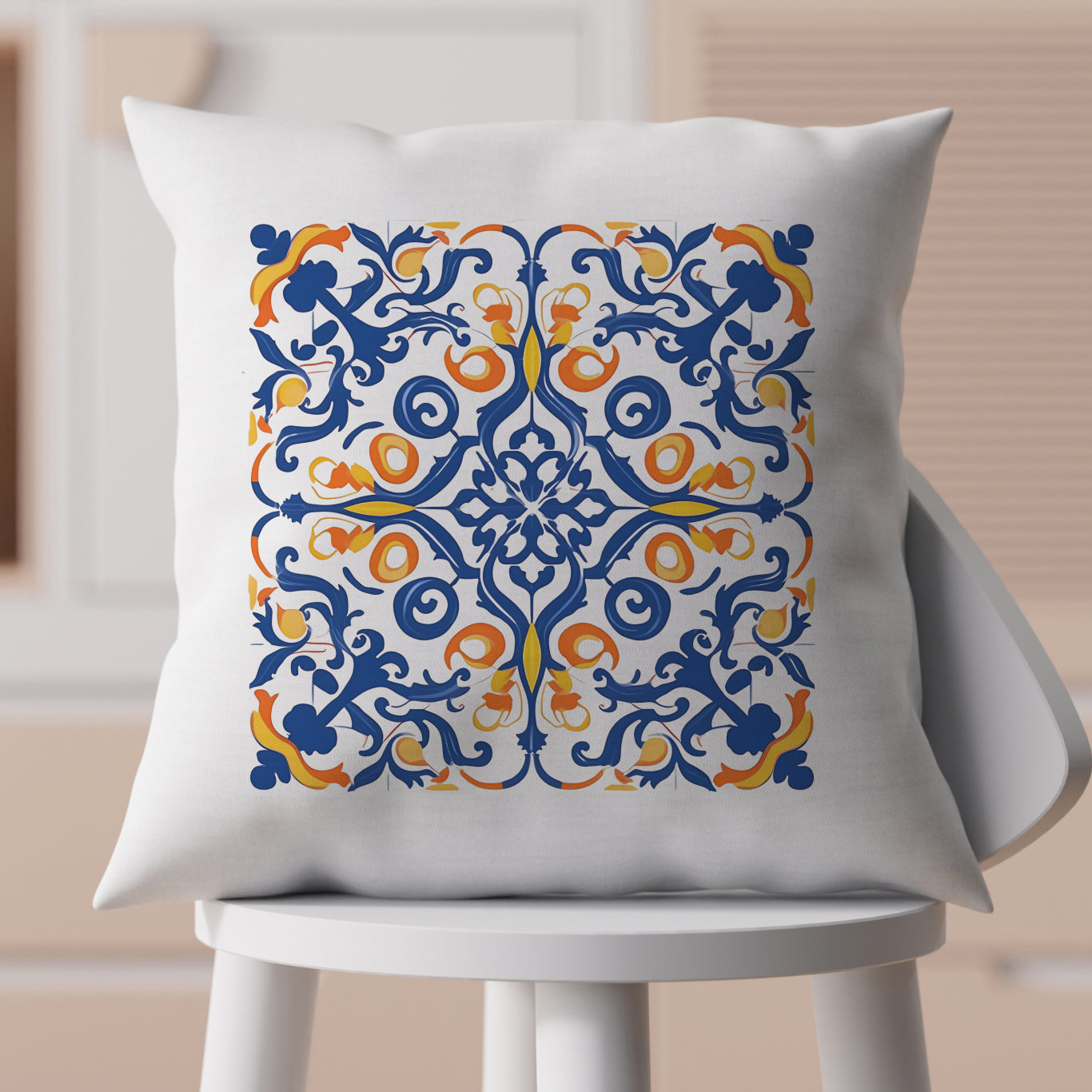 Authentic Tile Pattern Pillow - Bring Portugal's Charm to Your Home