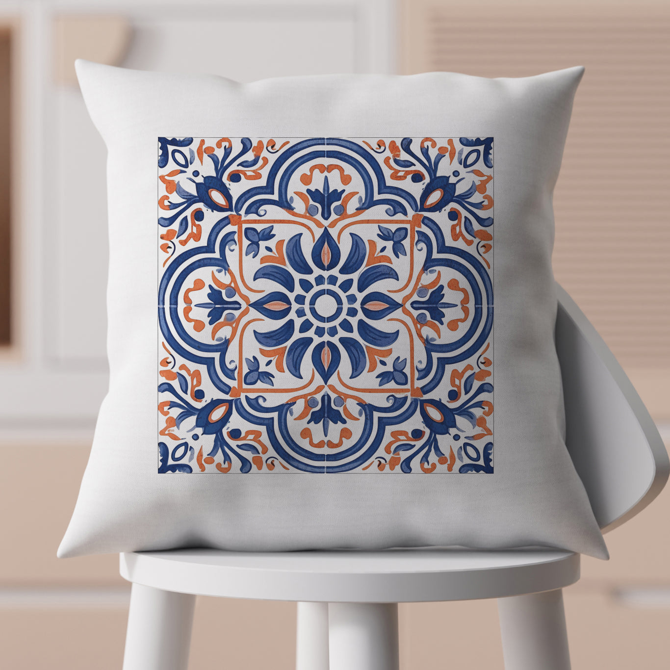 Classic Portuguese Tile Pattern Pillow - Infuse Elegance into Your Home