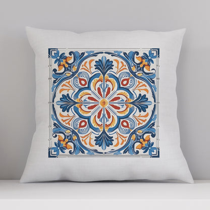 Elegant Tile Design Pillow - Portuguese Artistry for Your Home