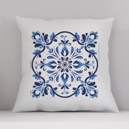 Traditional Portuguese Tile Inspired Pillow - Infuse Your Home with Cultural Elegance