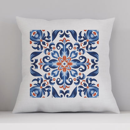 Elegant Tile Design Pillow - Portuguese Artistry for Your Home