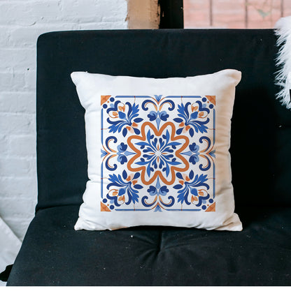 Authentic Tile Pattern Pillow - Bring Portugal's Charm to Your Home