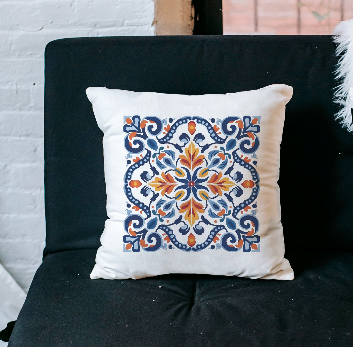 Elegant Tile Design Pillow - Portuguese Artistry for Your Home