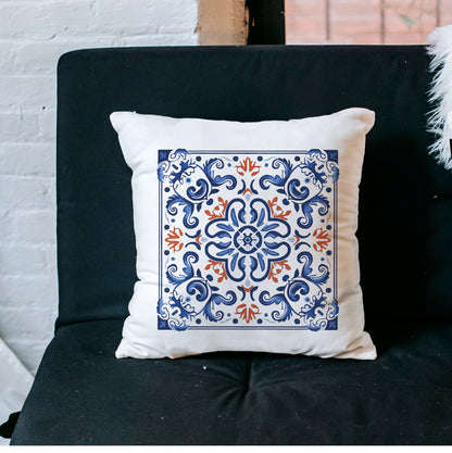 Elegant Tile Pattern Pillow - Portuguese Heritage for Your Home