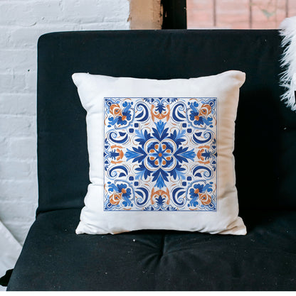 Authentic Tile Pattern Pillow - Portuguese Charm for Your Home