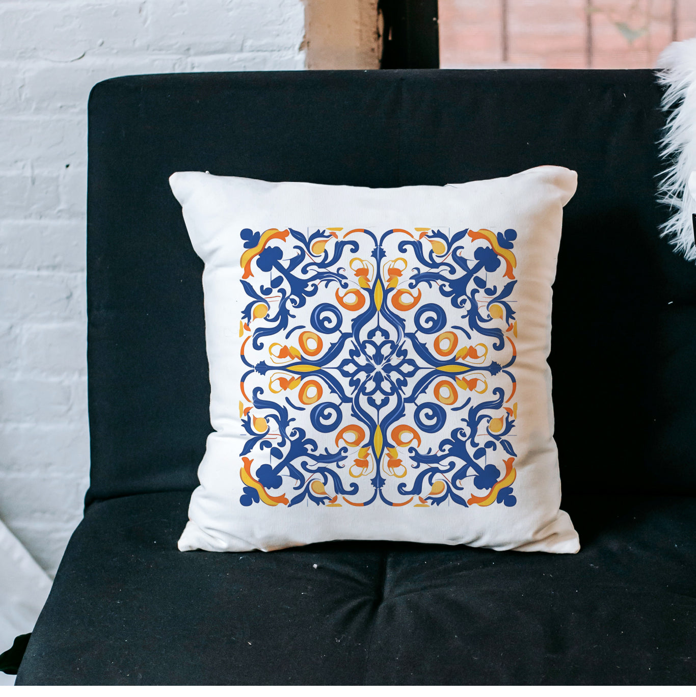 Authentic Tile Pattern Pillow - Bring Portugal's Charm to Your Home