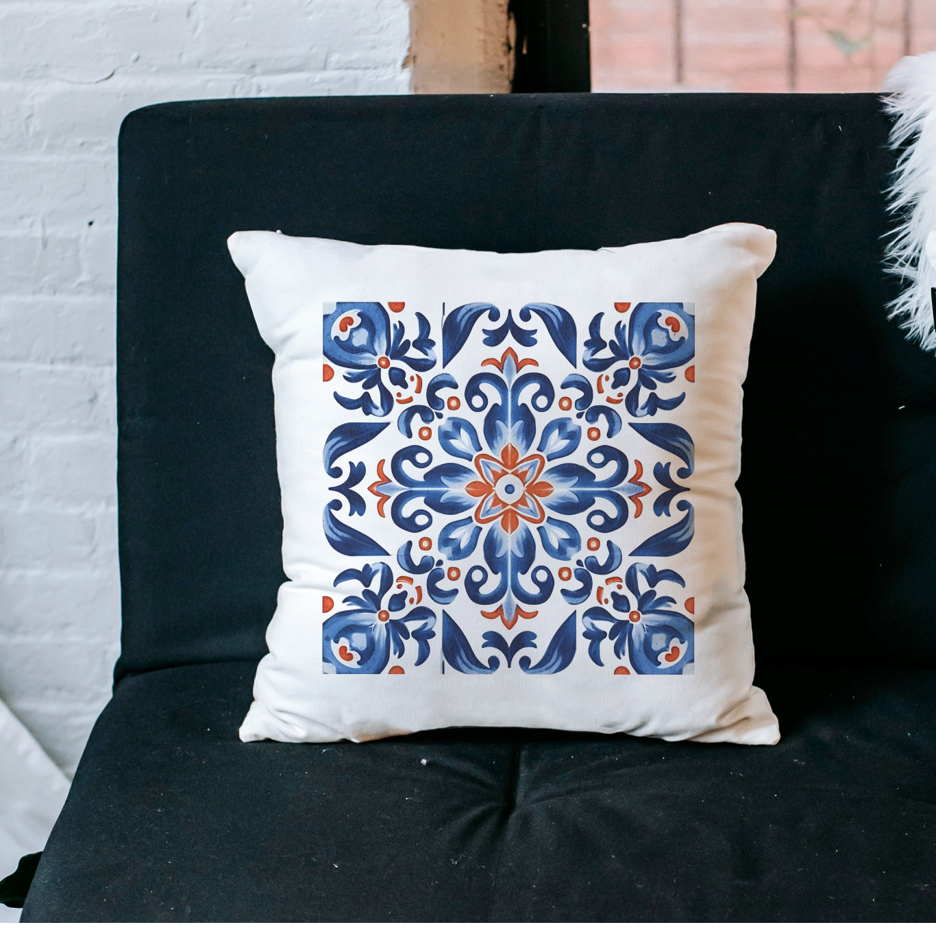 Elegant Tile Design Pillow - Portuguese Artistry for Your Home