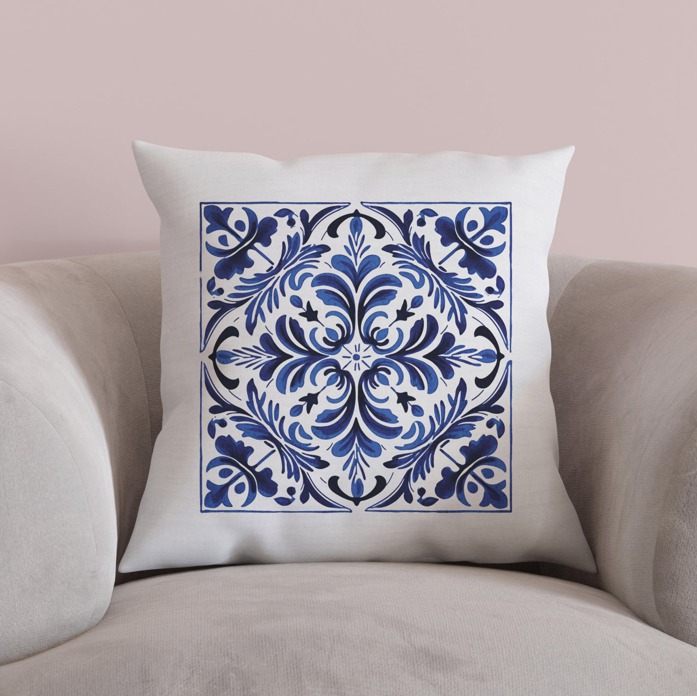 Portuguese Tile Pattern Throw Pillow - Infuse Your Home with Portuguese Culture