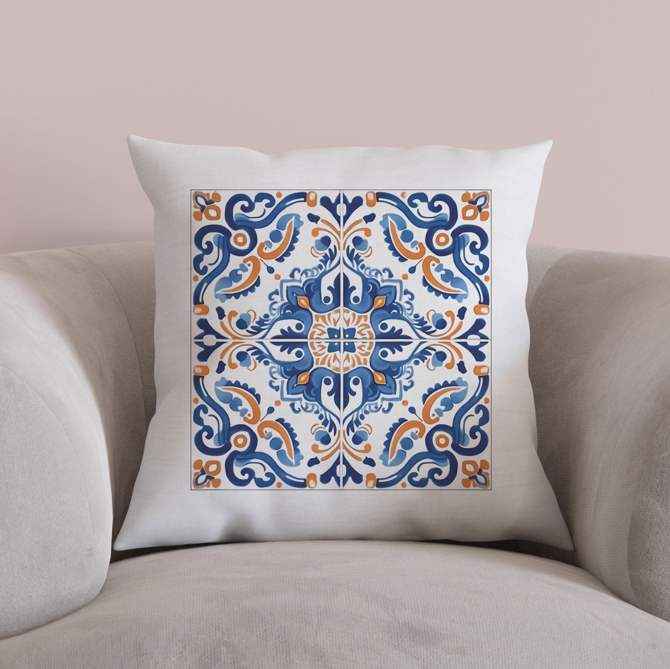 Elegant Portuguese Tile Design Pillow - Bring the Beauty of Portugal Home