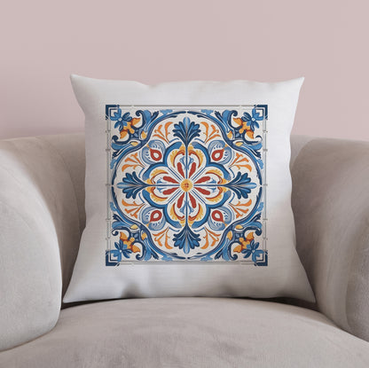 Elegant Tile Design Pillow - Portuguese Artistry for Your Home