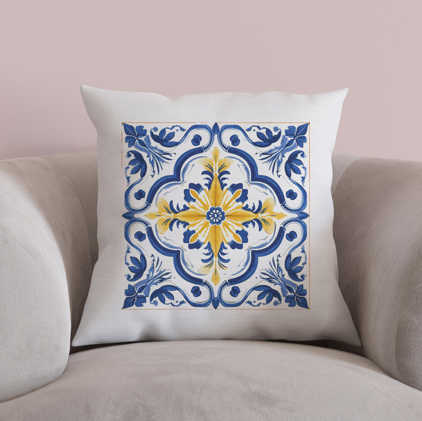 Portuguese Tile Pattern Accent Pillow - Bring the Essence of Portugal Home