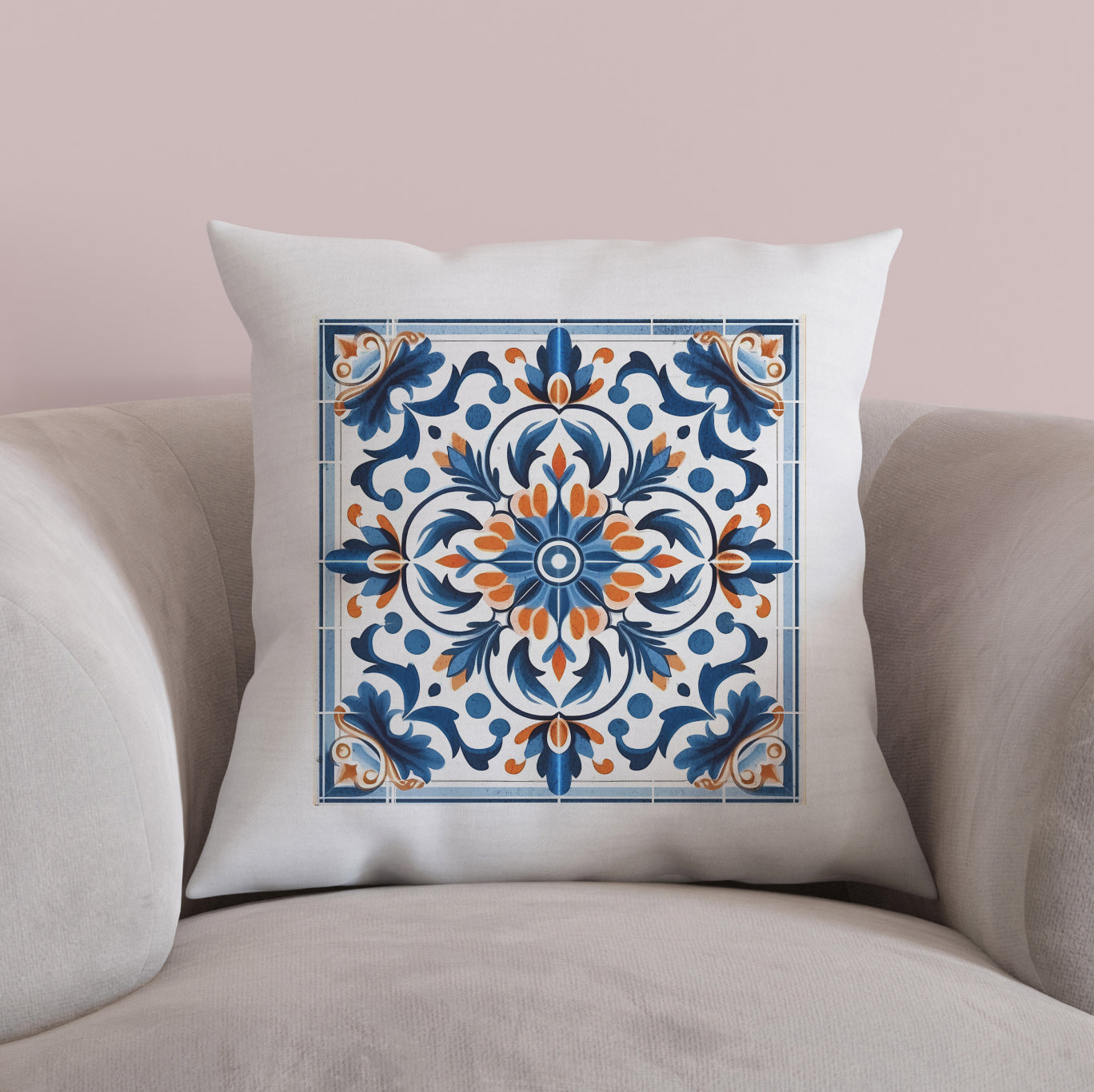 Traditional Portuguese Tile Decorative Pillow - Infuse Your Home with Portuguese Charm