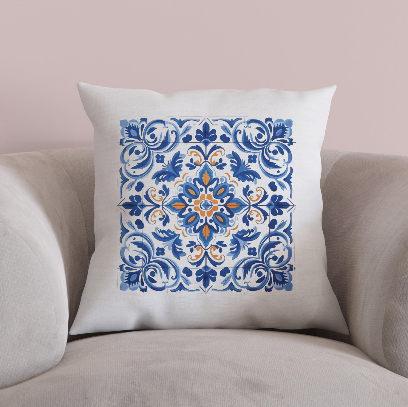 Authentic Portuguese Tile Pattern Pillow - Infuse Your Home with Elegance