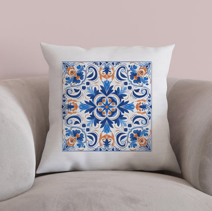 Authentic Tile Pattern Pillow - Portuguese Charm for Your Home