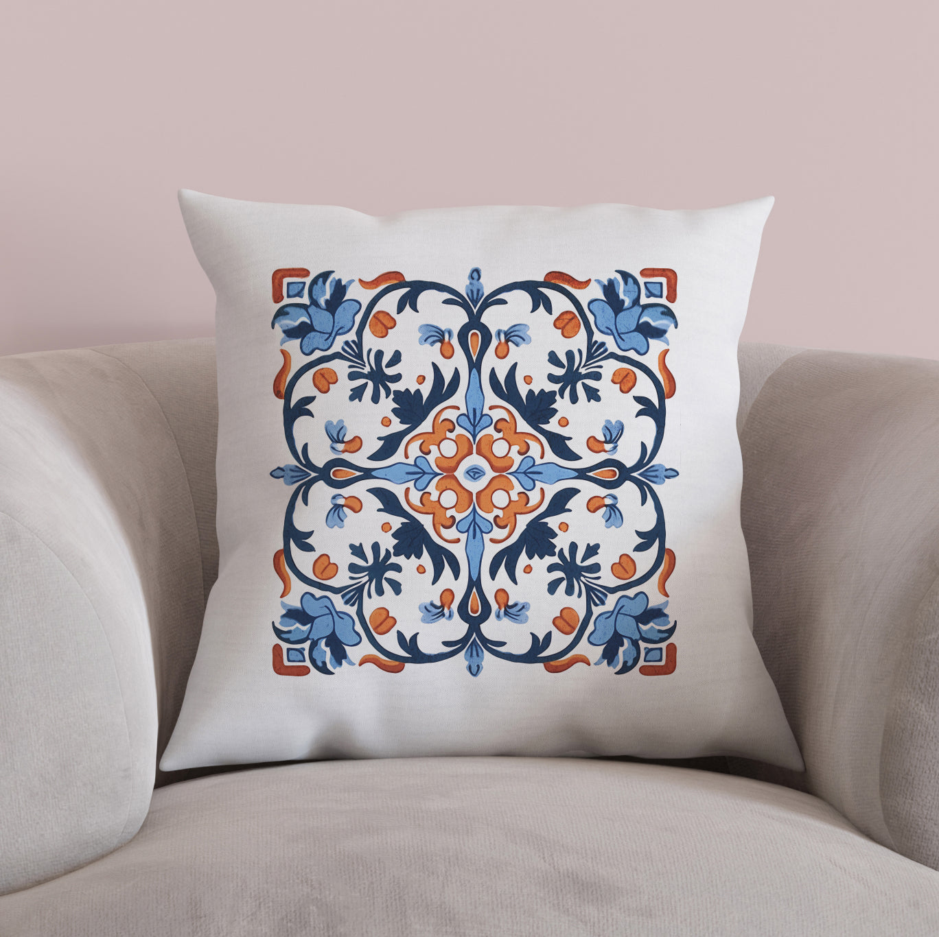 Classic Portuguese Tile Pattern Pillow - Infuse Elegance into Your Home