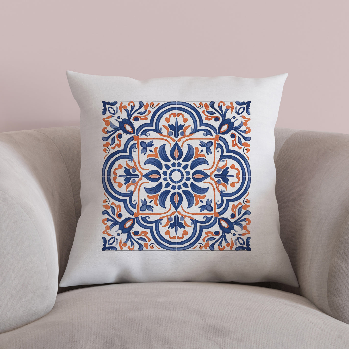 Classic Portuguese Tile Pattern Pillow - Infuse Elegance into Your Home