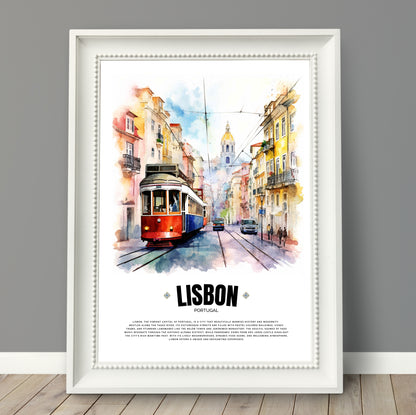 Red Lisbon Tram Poster – Iconic Portuguese Electric Tram Art from Portugal