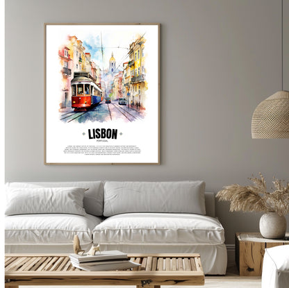 Red Lisbon Tram Poster – Iconic Portuguese Electric Tram Art from Portugal