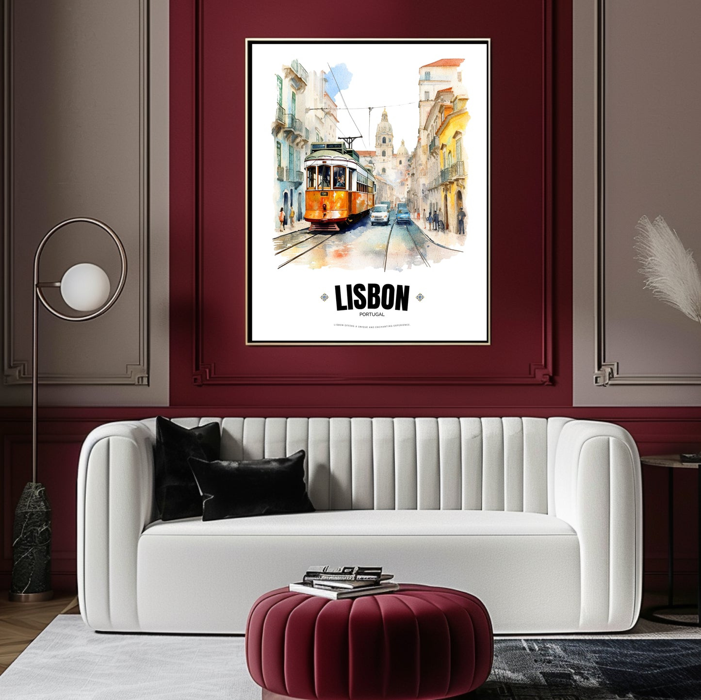 Watercolor Lisbon Electric Tram Poster – Captivating Artistry of Portugal's Iconic Transportation